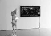 Rosmarie Lukasser, Annäherung an „…bin im Netz i1.0“, 2012; Weltweites Netz, 2014, Ausstellungsansicht RLB Atelier Lienz