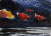 Wolken, 1980er Jahre, Gouache auf Zeichenkarton, Foto: Ludwig Rauch, Berlin