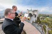 Turmblasen vom Trompeterturm der Festung Hohensalzburg