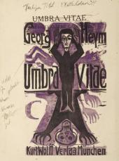 Ernst Ludwig Kirchner, Titelblatt für „Umbra vitae“ von Georg Heym, 1923, Farbholzschnitt, Staatliche Museen zu Berlin, Kunstbibliothek