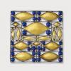 Brosche, Entwurf Josef Hoffmann, 1907, Ausführung: Wiener Werkstätte, 1907, Silber, Gold foliiert, Lapislazuli, Privatsammlung, 
