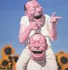 Yue Minjun, Sunflowers, 2003, Öl auf Leinwand