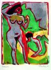 Ernst Ludwig Kirchner, Zwei Badende, Moritzburg, 1909, Farbholzschnitt, Privatbesitz 